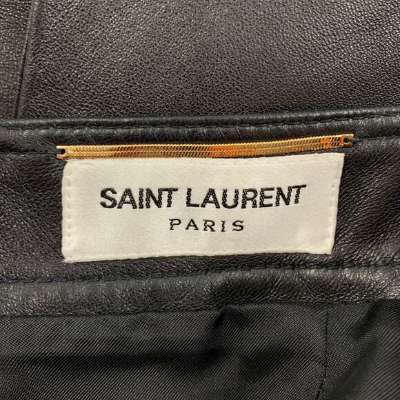 SAINT LAURENT Size 2 Black Lamb Skin Pencil Skirt - Picture 6 of 6